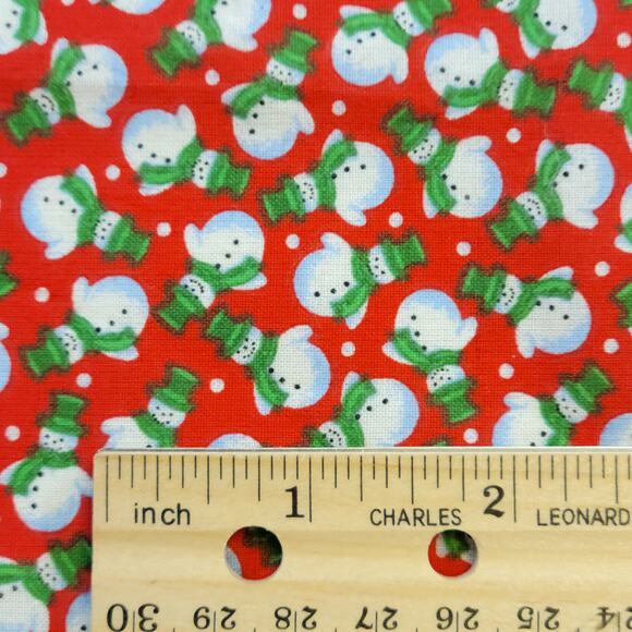 Cotton Fabric 1 Yd x 44" Snowmen Red Holiday Quilting Sewing Winter Holiday - Picture 3 of 10